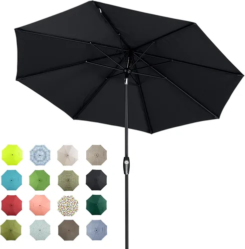Miniatura 19 de Tempera Patio Market Outdoor Table Umbrella with Auto Tilt and Crank, Large Sun Umbrella with Sturdy Pole & Fade Resistant Canopy, Easy to Set Verde