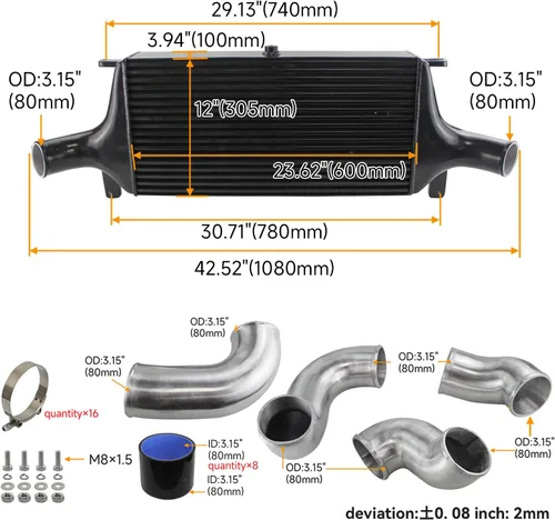 Miniatura 2 de Kit Intercooler Fmic de Alto Rendimiento para Skyline R33 R34 GTR RB26Dett Negro