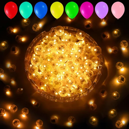 Miniatura 17 de Aogist 100 luces de globo Mutilcolor, luz de bola pequeña impermeable de largo tiempo de espera, lámpara LED redonda para linterna de papel, fiesta