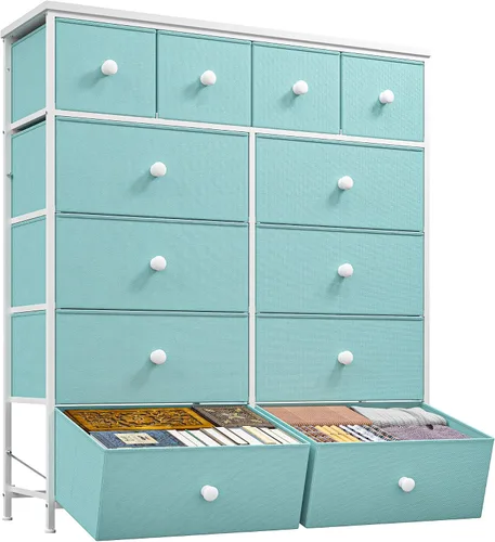 Miniatura 16 de Romorgniz - Cómoda para dormitorio con organizador de cajones de almacenamiento, cómodas y baúles de tela, marco de metal resistente, parte superior
