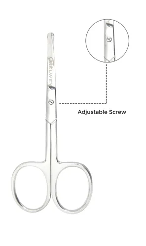 Miniatura 3 de Tijeras de pelo facial pequeñas redondeadas de acero inoxidable, 3.7 pulgadas, tijeras de punta redondeada para pelo de nariz, bigote, barba, cejas