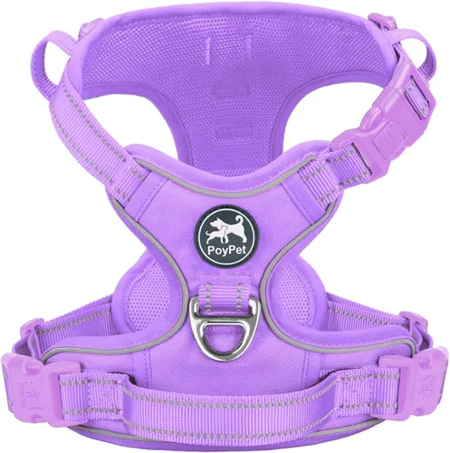 Miniatura 20 de PoyPet - Arnés para perro sin tirones, chaleco reflectante ajustable para mascotas con asa acolchada de fácil control para perros pequeños, medianos