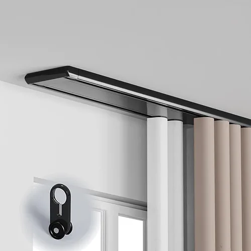 Cortina de techo para cortinas, sistema de riel de cortina deslizante silencioso de doble fila para divisor de habitaciones, rieles de cortinas para