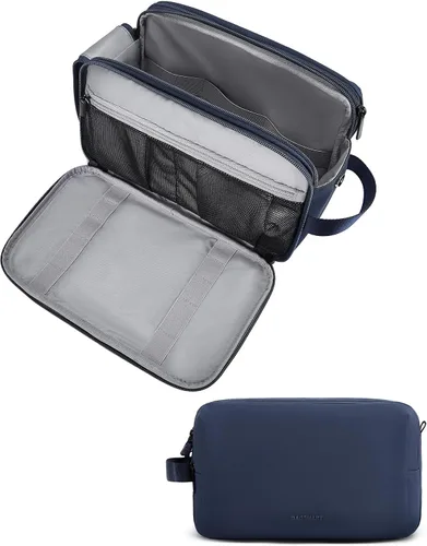 Miniatura 11 de Bolsa de aseo Bagsmart para hombres, organizador de artículos de viaje, kit Dopp resistente al agua, bolsa de afeitado para accesorios de aseo, Beige