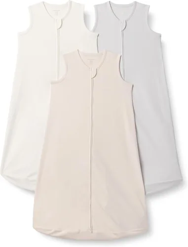 Amazon Essentials Saco de dormir unisex de algodón para bebés, manta portátil, 0.5 TOG, paquete de 3 Marfil/rosa pálido/gris paloma