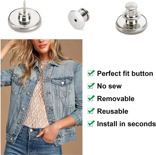 Miniatura 6 de 6 botones instantáneos de ajuste perfecto, ajuste instantáneo, botones de repuesto de jeans, botón extraíble para jeans sueltos, botones sin coser