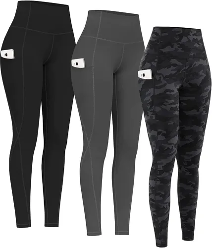 Miniatura 25 de PHISOCKAT Paquete de 2 pantalones de yoga de cintura alta con bolsillos, leggings de control de abdomen, leggings de yoga elásticos en 4 direcciones