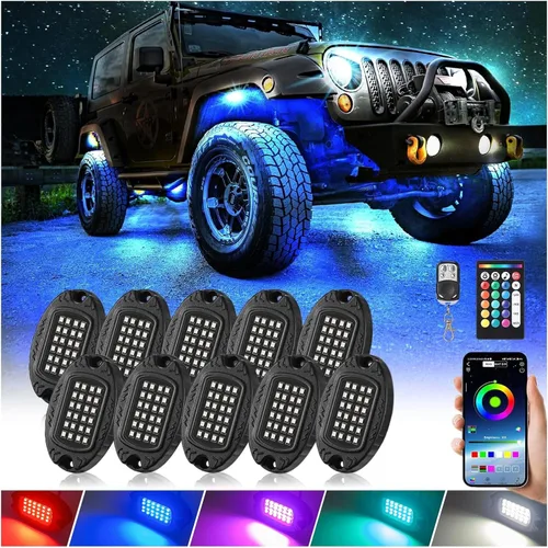 Miniatura 16 de 6 cápsulas de luces LED de aleación para UTV, ATV, carrito de golf, camioneta RZR todoterreno, kit de neón RGB multicolor impermeable actualizado