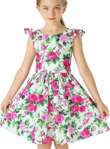Miniatura 269 de Vestido de verano para niña, de algodón, con diseño floral