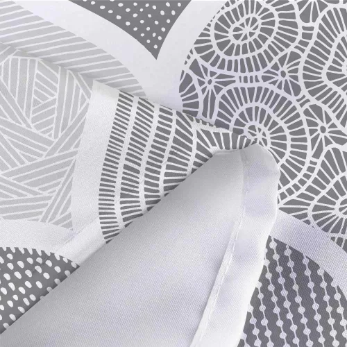 Miniatura 7 de JAWO Cortina de ducha gris retro bohemia de tela geométrica para decoración de baño, estilo bohemio, moderno, abstracto, cachemira, accesorios