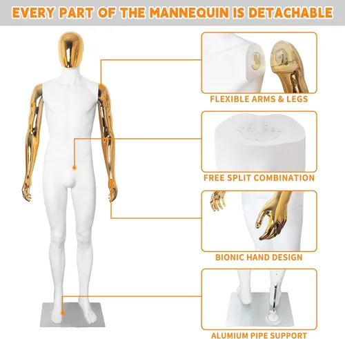 Miniatura 2 de Maniquí femenino Forma de vestido blanco Cuerpo completo Maniquí Cuerpo 70 pulgadas Maniquines ajustables Modelo de vestido de plástico Maniquines