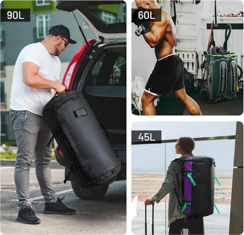 Miniatura 56 de MIER Mochila deportiva grande con compartimento para zapatos, resistente y resistente al agua, azul marino, 45L