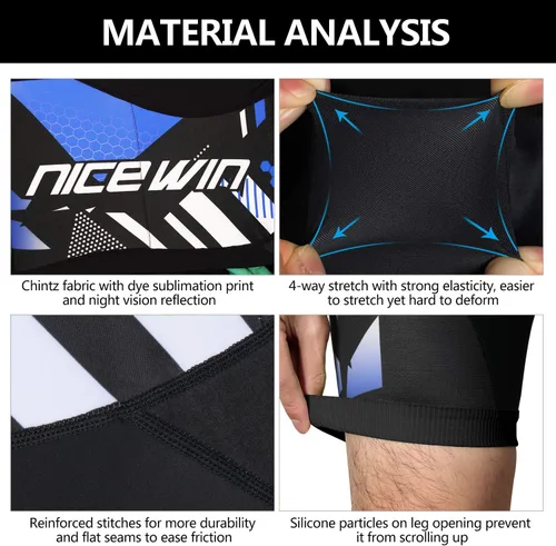 Miniatura 23 de NICEWIN - Pantalones cortos de ciclismo para hombre, con acolchado 3D y secado rápido