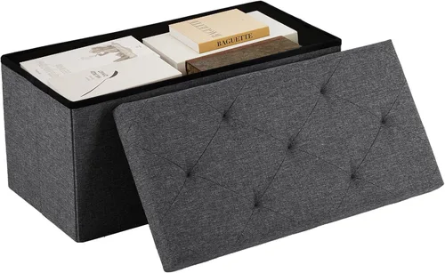 Miniatura 8 de NEWBULIG Banco Otomán de Almacenamiento Plegable de 30 Pulgadas con Asiento Acolchado para Dormitorio, Taburetes Reposapiés Pequeños al Final