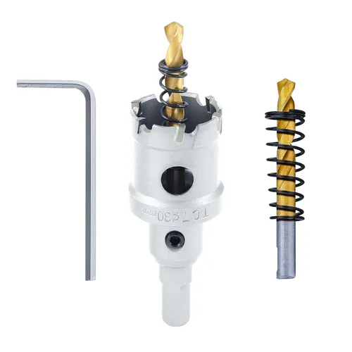 Miniatura 18 de Luomorgo 1-1/2" 1.496 in TCT Sierra de agujero de carburo de tungsteno con punta de carburo de tungsteno con 2 brocas piloto chapadas en titanio