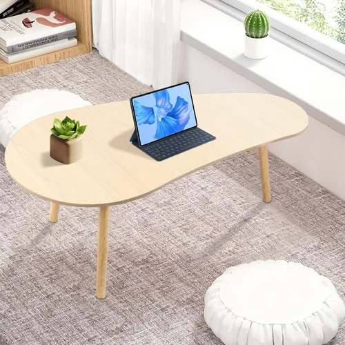Miniatura 4 de Mesa de centro pequeña, mesa de té moderna de mediados de siglo para sala de estar, mesa de centro de exhibición minimalista, mesa de madera ovalada