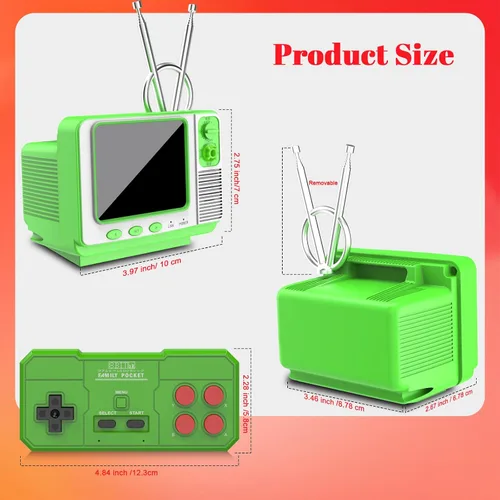 Miniatura 6 de EASEGMER Consola de juegos de mano retro con 168 juegos clásicos, estilo mini TV, pantalla de 3.0 pulgadas, salida AV, soporte para 2 jugadores