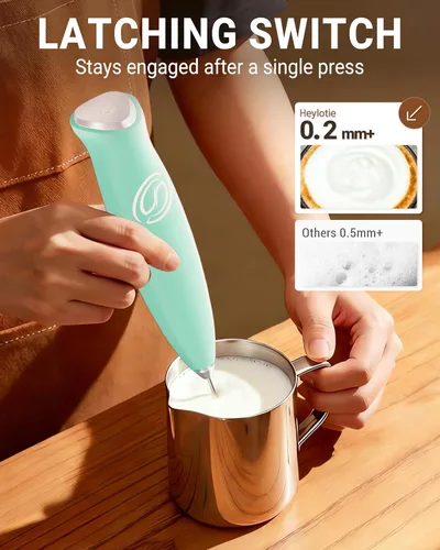 Miniatura 2 de Espumador de leche de mano, mezclador de bebidas, agitador de café de mano, espumador eléctrico para mezclador de café, varita con 2 batidores
