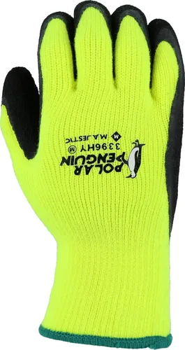 Miniatura 3 de Majestic Guante 3396HY/10 Pingüino Polar 3396HY - Guantes de invierno con forro, color verde y amarillo de alta visibilidad, con palmas recubiertas
