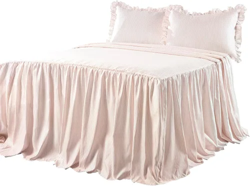 Miniatura 7 de Lush Décor - Juego de Cubrecama con falda de volantes para cama sencilla, estilo Shabby Chic, juego de 2 piezas Blush