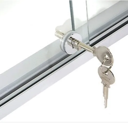 Cerraduras de puerta de vidrio Cerradura redonda deslizante para espesor de vidrio 0.12 "-0.23" para gabinetes de colección de productos básicos