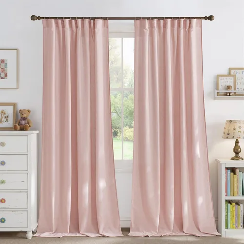 Miniatura 38 de NICETOWN - Cortinas gruesas de lino para sala de estar, juego de 2 paneles, con trabilla trasera/bolsillo para barra y cinta de pliegues, privacidad