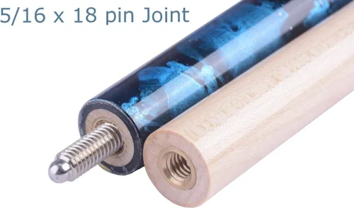 Miniatura 5 de Kit de palo de billar con punta de 13 mm y diseño ergonómico de 58 pulgadas, palo de arce canadiense con estuche duro Azul