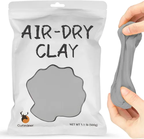 Cutedeer Arcilla Gris que Seca al Aire, Arcilla de Modelado de Espuma de 1.1 lb, Suave y Blanda para Moldear para Niños y Adultos, Suministros de