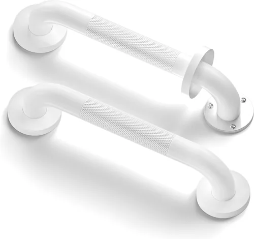 Miniatura 8 de Barras de seguridad para baño de acero inoxidable (paquete de 2) de 12 pulgadas y 1.25 pulgadas de diámetro, moleteadas, color negro mate
