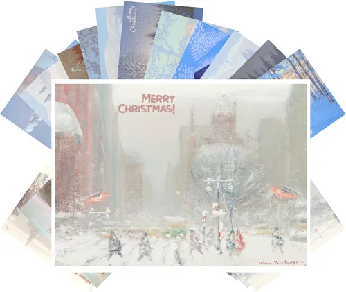 Miniatura 4 de PIXILUV Postales vintage (24 piezas 4"x6" cada una) Personas esquiando en montañas nevadas en Navidad Postales vintage de Navidad Tarjeta