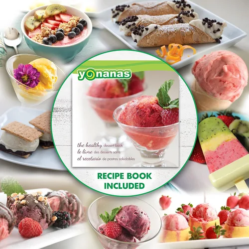 Miniatura 2 de Yonanas - Máquina clásica de helado de fruta congelada para golosinas veganas y sin lácteos saludables, máquina plateada de 200W con 36 recetas