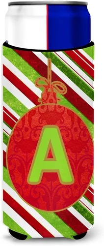 Caroline's Treasures CJ1039-AMUK - Oranment navideño - Letra A Ultra Hugger para latas delgadas, lata delgada, multicolor
