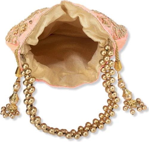 Miniatura 8 de Aheli Potli Monederos para mujer, hecho a mano, bolso de noche, elegante pulsera de moda nupcial