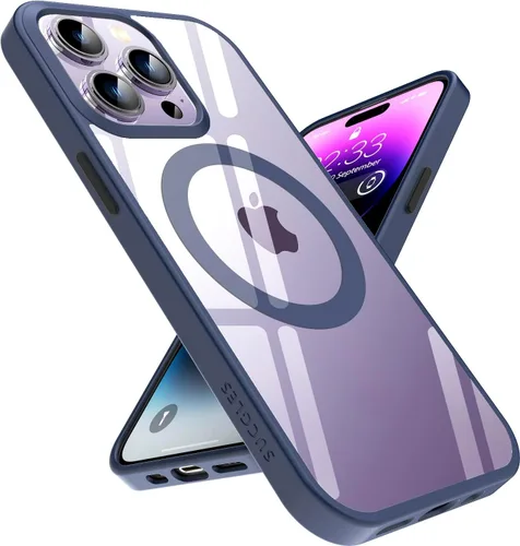Miniatura 34 de SUCGLES Funda para iPhone 13 Pro Max con MagSafe, imán ultra fuerte N56, protección contra caídas de 12 pies, antiamarilleo, funda magnética