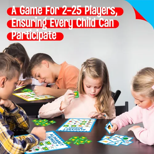 Miniatura 6 de Juego de Bingo Familiar, Alfabeto, Animales, Palabras Visuales y Números, Juego de Mesa Educativo Clásico para Habilidades de Contar y Emparejar