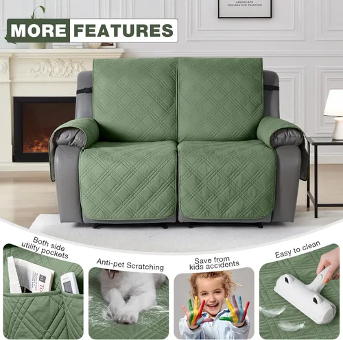 Miniatura 6 de TAOCOCO Fundas para Sillón de Dos Plazas Reclinable 100% Impermeables, Fundas Divididas para Loveseat Reclinable, Funda Antideslizante para Sofá