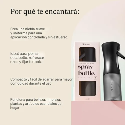 Miniatura 5 de Kitsch - Atomizador para cabello, bruma ultrafina para peinados, barberías, limpieza y plantas, atomizador versátil de 5 onzas hecho de plástico