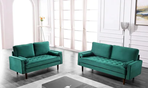 Miniatura 30 de Container Furniture - Sofá de piel sintética para la sala de estar moderna con cojines extraíbles y patas de madera maciza, sofá estilo lujoso