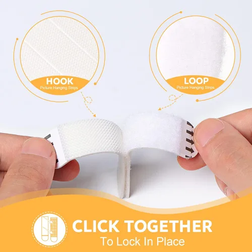 Miniatura 3 de Sinnsally Tiras para colgar cuadros extra grandes, resistentes, 20 pares (40 tiras), ganchos adhesivos para colgar en paredes sin clavos, sin daños