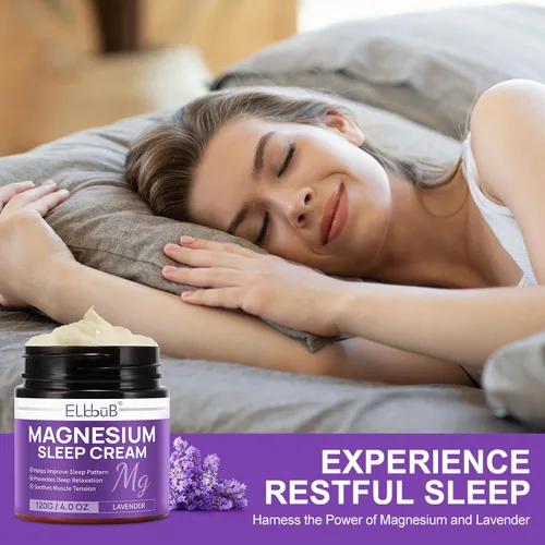 Miniatura 6 de Crema de magnesio para dormir - Enriquecida con aceite de almendras, lavanda y vitamina E para una relajación profunda - Loción de magnesio natural