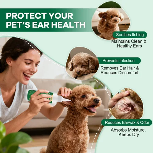 Miniatura 6 de Herramienta de depilación de orejas de perro, polvo fácil de arrancar las orejas para perros, polvo mejorado para orejas de perro, hemostáticos