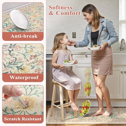 Miniatura 5 de Collive Tapetes de Cocina Acolchados Anti Fatiga, Tapete de Piso de Cocina Impermeable Antideslizante, Alfombras de Escritorio, Alfombra Cómoda