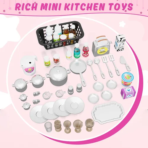 Miniatura 6 de Wee Wonders - Juego de cocina para niños de 5 en 1 con luces y sonidos realistas, juguetes de mini cocina para niñas, juguete de casa de cocina