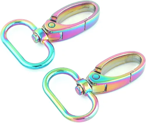 Miniatura 10 de Ganchos giratorios de metal arcoíris con anillos en D arcoíris y hebillas deslizantes para bolso de arco iris Tri-Glides
