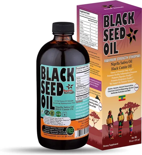 Aceite de semilla negra etíope – 3.43% timoquinona prensada en frío de semillas de comino negro de Pure Nigella Sativa – Semilla negra de primera