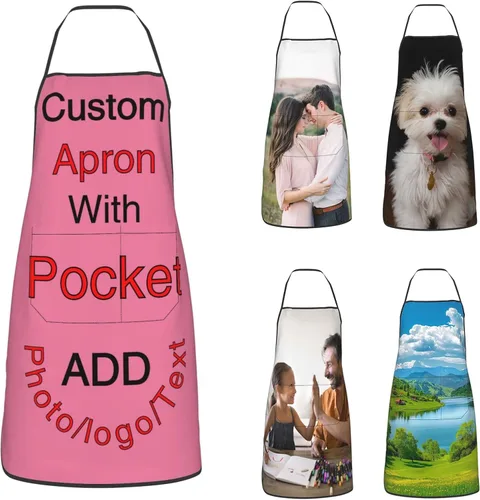 Miniatura 23 de Delantal personalizado con bolsillos para añadir tu imagen, texto, logotipo, foto y nombre