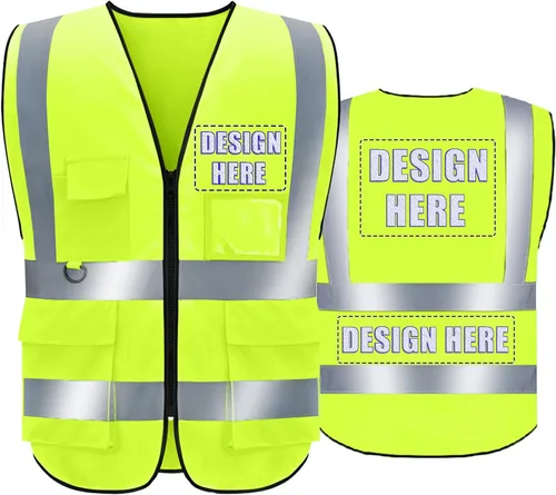Miniatura 28 de BeautyWill Chaleco de seguridad personalizado Logo Clase 2 Chaleco reflectante de alta visibilidad con bolsillos Ropa de trabajo de construcción