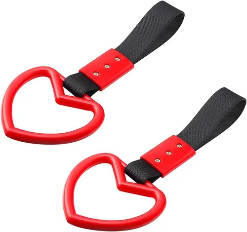 Miniatura 10 de 2 anillos Tsurikawa en forma de corazón, correa de mano para parachoques trasero, asa de corazón Janpanese para automóviles, SUV, metro, autobús