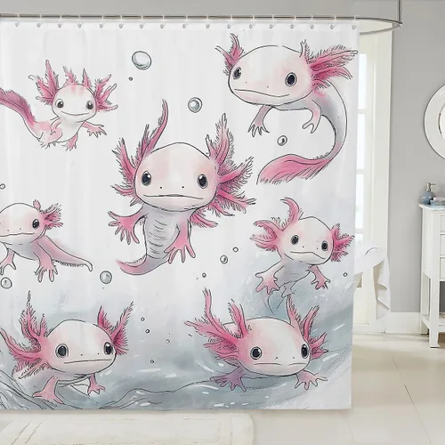 Miniatura 43 de Cortina de ducha con diseño de peces para niños, juego de cortina de ducha con diseño de anzuelo de pez, decoración de animales marinos, granja