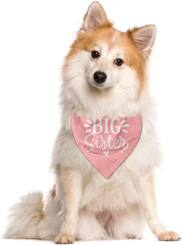 Miniatura 2 de Bandana para perro Big Sister, accesorios de bufanda rosa para mascotas, bufanda triangular para perros pequeños y medianos, bandana para perros